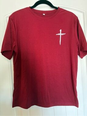 Men's Red Short-Sleeve Cross Graphic Tee